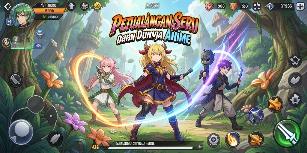 Tampilan seru gameplay AT866 dalam dunia anime.