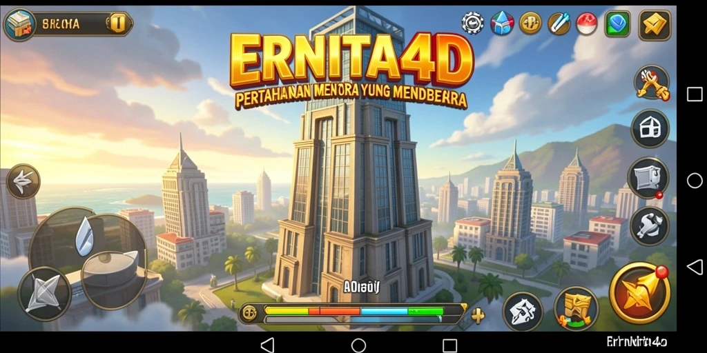 Screenshot gameplay ERNITA4D menampilkan aksi menara yang menakjubkan.