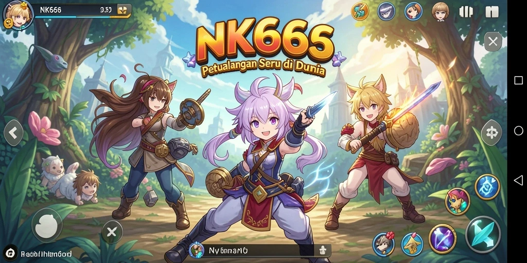 Tampilan aksi seru dalam game Anime NK666 yang penuh warna.