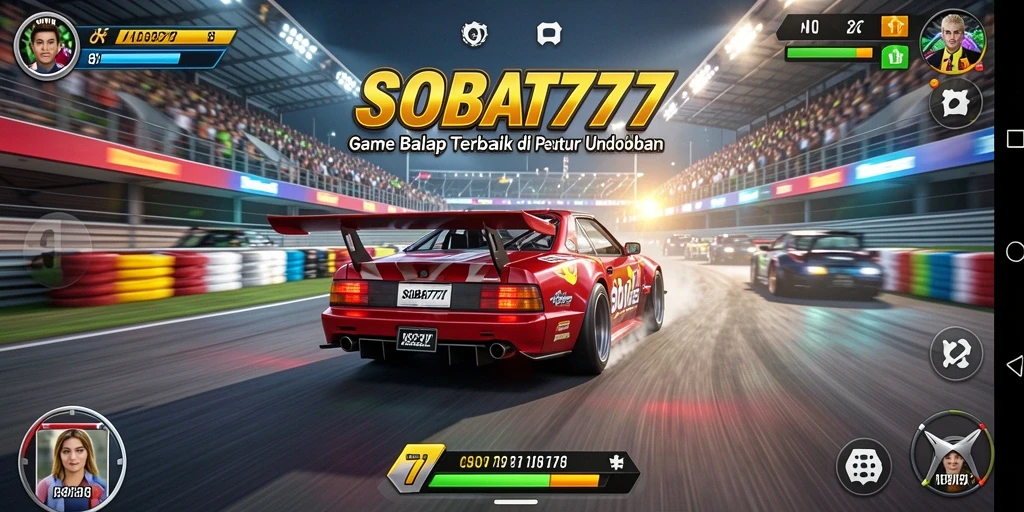 Screenshot gameplay SOBAT777 menampilkan aksi balapan yang mendebarkan.
