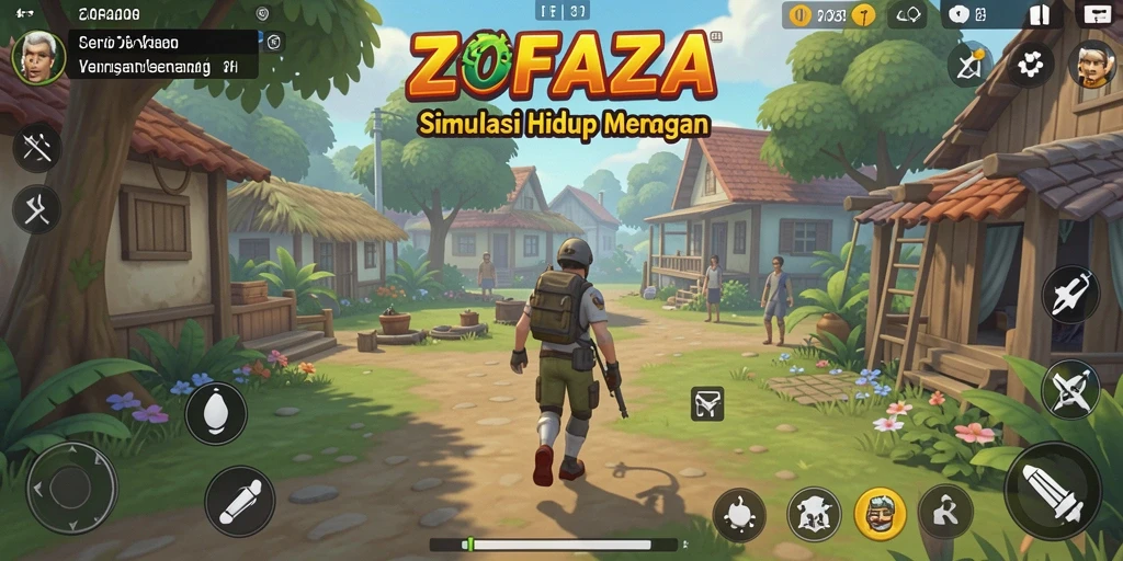 Tampilan gameplay ZOFAZA menunjukkan interaksi dinamis dan lingkungan yang menarik.